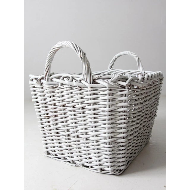 Vintage Large White Storage Basket For Sale - Image 9 of 13