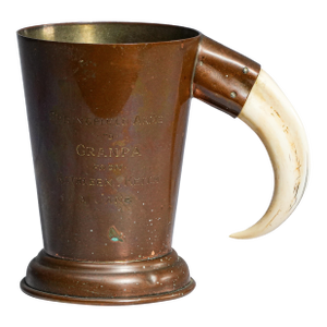 Neat Antique English Copper Boar Handle Hunting Trophy Cup