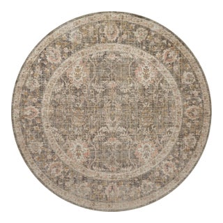 Chris Loves Julia x Loloi Rosemarie Sage / Blush 3'-2" x 3'-2" Round Accent Rug For Sale