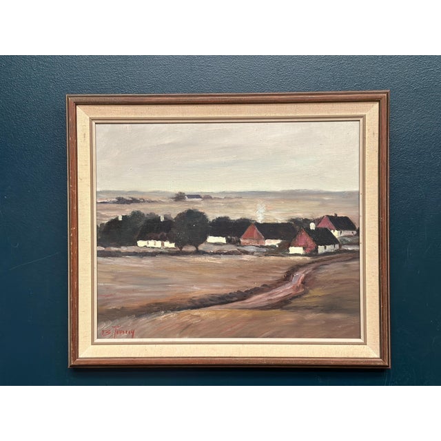 B. Jernberg, Landscape with Farms, 1950s, Oil Painting on Canvas, Framed For Sale - Image 7 of 16