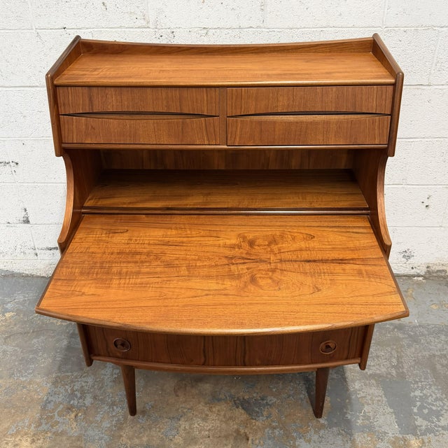 Vintage Danish Modern Teak Secretary Desk by Gunnar Falsig, Circa 1960's For Sale - Image 4 of 11