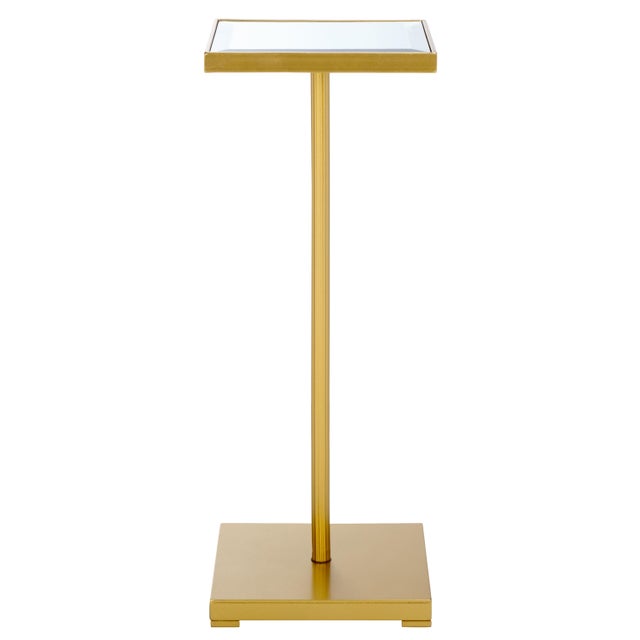 Metal Paku Square Side Table in Gold / Mirror For Sale - Image 7 of 7