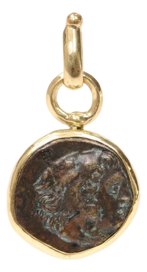 Bronze Coin Pendant circa 330 BC with 18K
