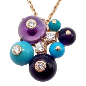 Cartier 18k Rose Gold Turquoise Diamond Delices De Goa Necklace