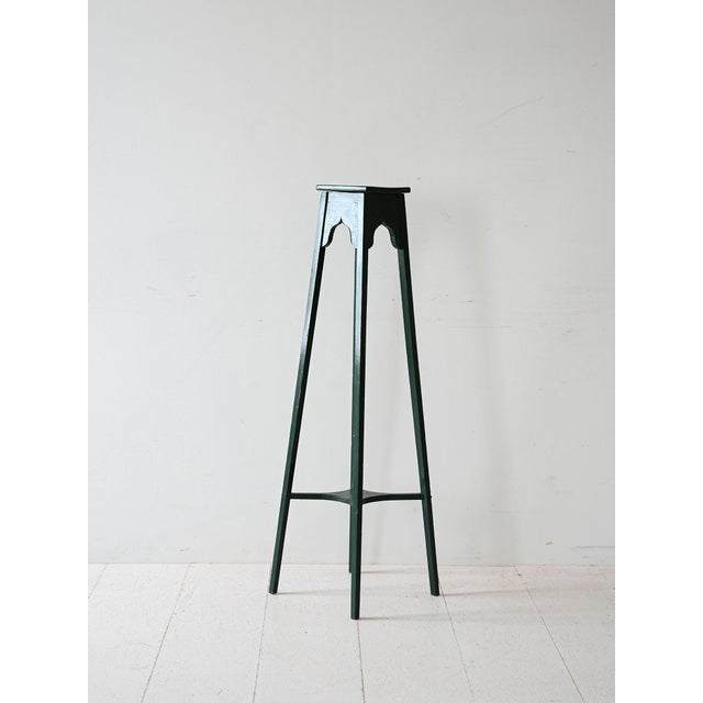 Vintage Swedish Pedestal in Green Painted Wood, 1960s For Sale - Image 6 of 6