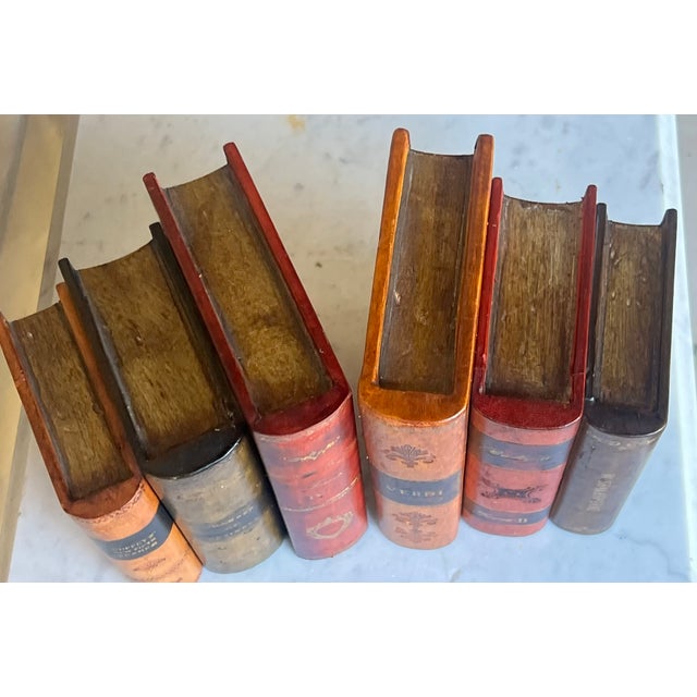 Brick Red Vintage Italian Leather Bookends-Set of 2 For Sale - Image 8 of 13