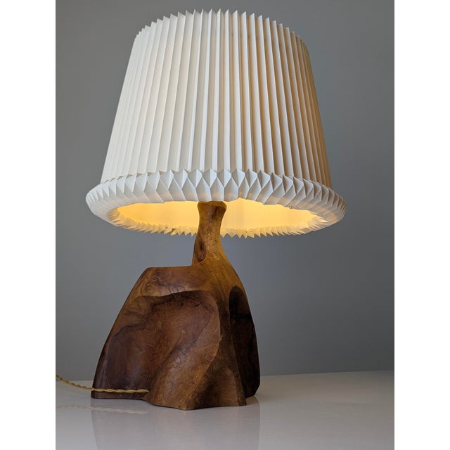 Modern Sculptural Table Lamp in Carved Olive Wood, 1970s For Sale - Image 9 of 18