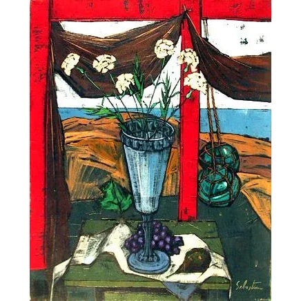 Modern Oceanside Still Life, Gerard Sebastian Oil on Canvas, Signed L.r. For Sale - Image 3 of 3