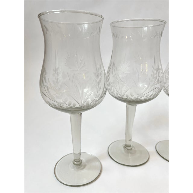 1980s Arte en Pepita Mexican Etched Floral Stemware - Set of 5 For Sale - Image 10 of 11