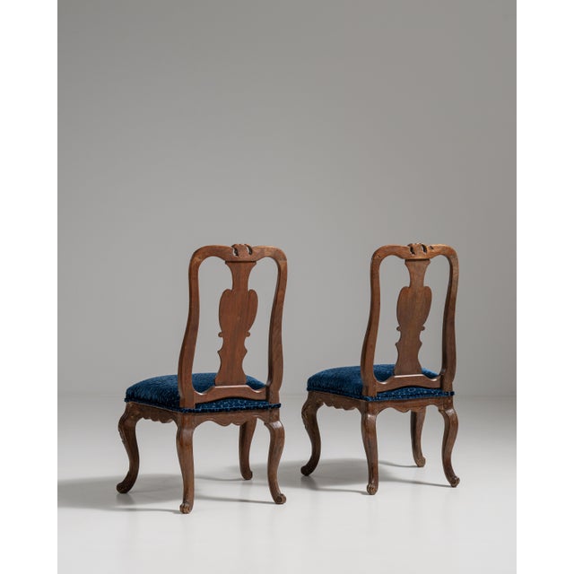 Pair of 19th Century French Chestnut Brown Louis XV Oak Chairs with Upholstered Seats For Sale - Image 12 of 15