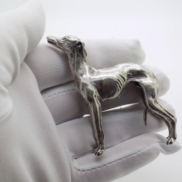 Vintage greyhound miniature figurine, handmade in Arezzo, Italy between the 1970s and 1980s in genuine Italian Continental...