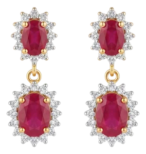 Natural Ruby 2.82cts & Diamond 0.51cts Earring in 14k Gold