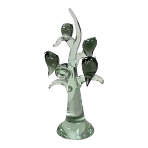 Mid 20th Century Salviati Murano Attributed Italian Modernist Perched Owl on Tree Art Glass Sculpture