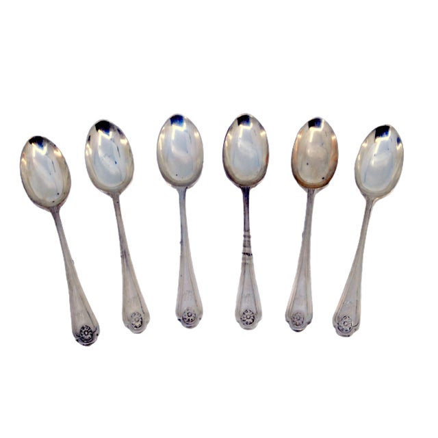 Coffee Spoons in Plain Silver, Set of 6 For Sale - Image 3 of 3