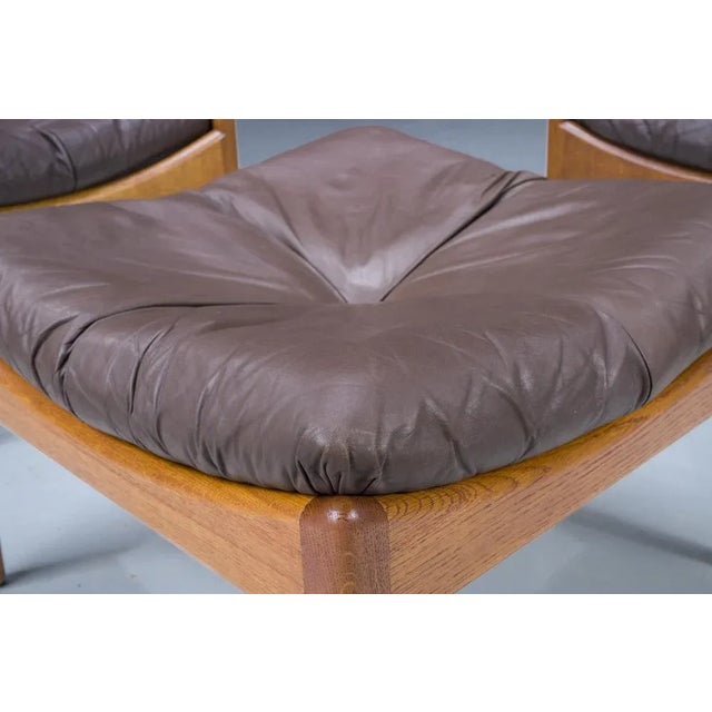 Mid-Century Danish Oak & Leather Lounge Chairs & Ottoman by Kristian Vedel for Søren Wiladsen, 1960s, Set of 3 For Sale - Image 10 of 18
