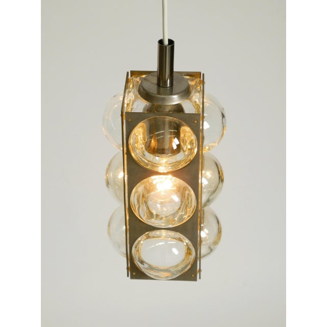 Vintage Space Age Pendant Lamp in Glass and Nickel-Plated Metal by Temde, 1960s For Sale - Image 14 of 18