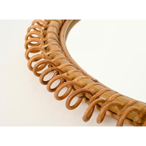 Large Vintage Round Mirror in Rattan and Wicker by Franco Albini, 1960s For Sale - Image 10 of 13