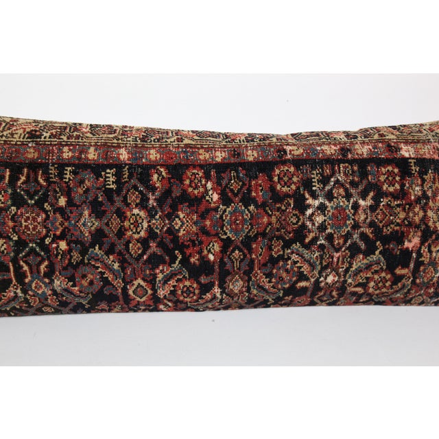 Early 20th Century Antique Hand Knotted Navy Blue Persian Rug Pillow Cushion Cover -14'' X 42'' For Sale - Image 5 of 10