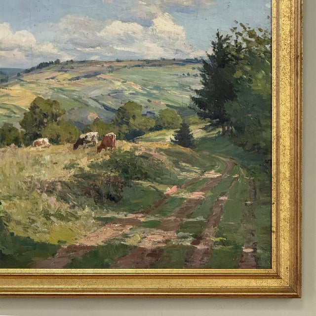 Antique Framed Oil Painting on Canvas by Xavier Wurth (1869-1933) For Sale - Image 9 of 16