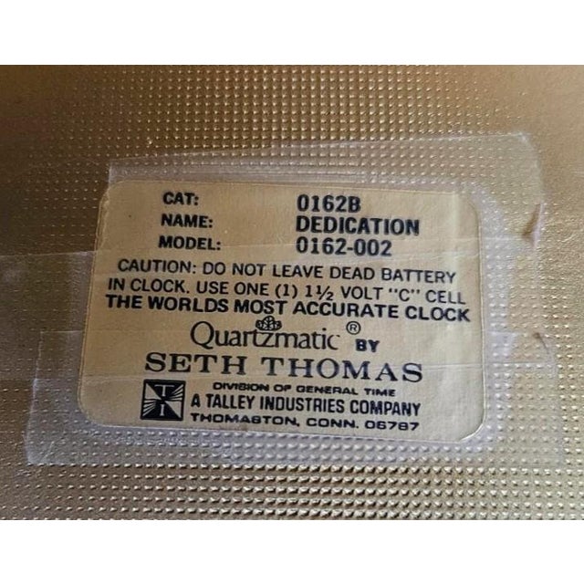 Vintage 1970s Seth Thomas Brass Glass Carriage Mantle Desk Dedication Quartz Clock For Sale - Image 11 of 11