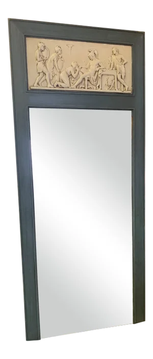 1960s Neoclassical Faux Ivory Figural Frieze Wall Mirror