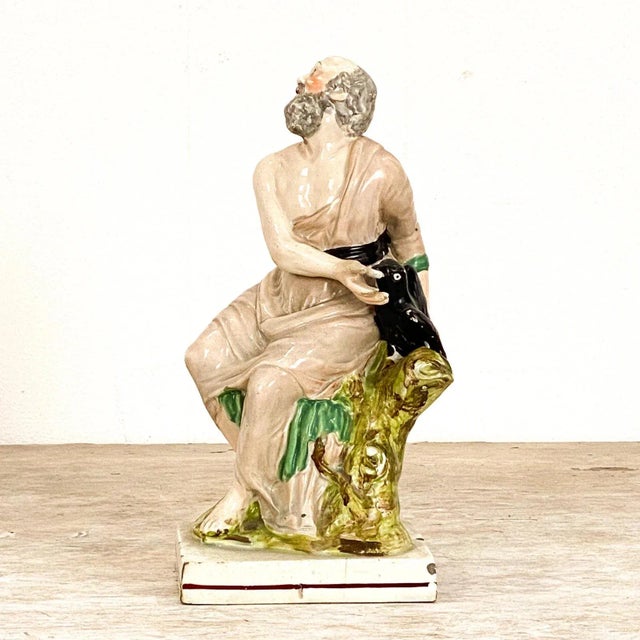 English Circa 19th Century "Elijah and the Raven" Staffordshire Figure, England For Sale - Image 3 of 6