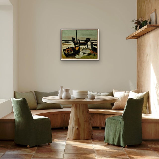 Andre Minaux, Stranded Boats, 1963, Oil Painting on Canvas, Framed For Sale - Image 14 of 18
