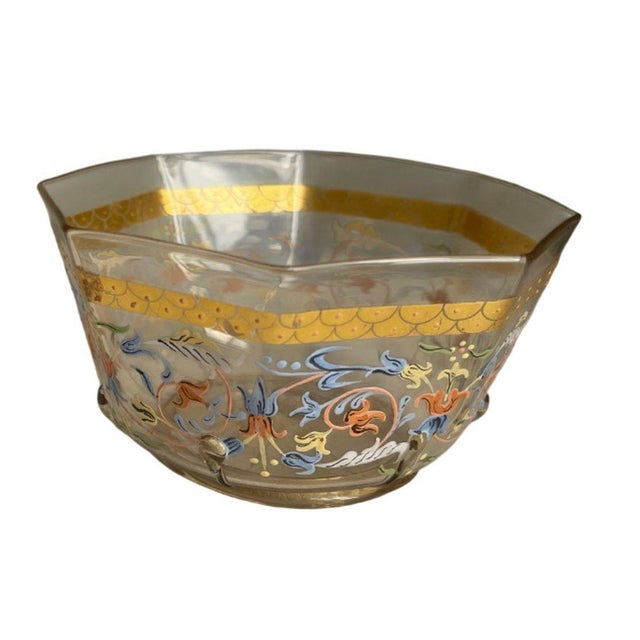 Set for Ten Venetian Gilt-Heightened Enamel Glasses W Plates & Bowls. E. 20th C. For Sale - Image 14 of 17