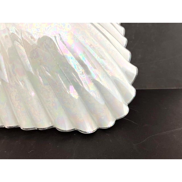 Opalescent Fluted Glass Shell Flush Light For Sale - Image 6 of 18