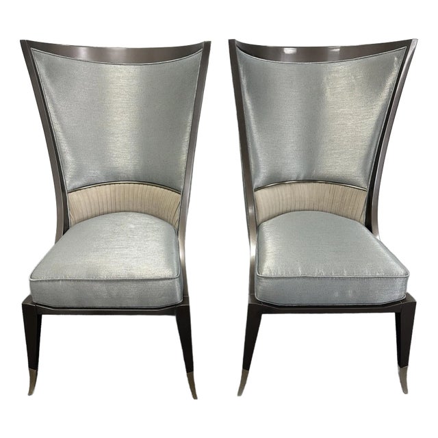 Pair of Caracole "Collar Up" King & Queen Chairs For Sale