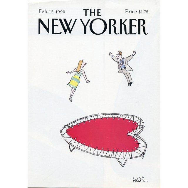 Original vintage New Yorker magazine cover dated February 12, 1990 featuring a Valentine's Day and Romance theme. Cover...