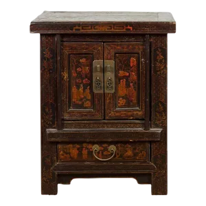 19th Century Chinese Qing Dynasty Period Bedside Cabinet with Original Lacquer