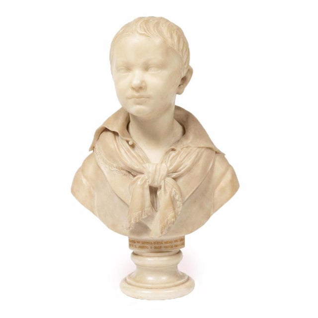 Stanga Francesco, Bust of a Child, 1837, Marble For Sale - Image 13 of 13