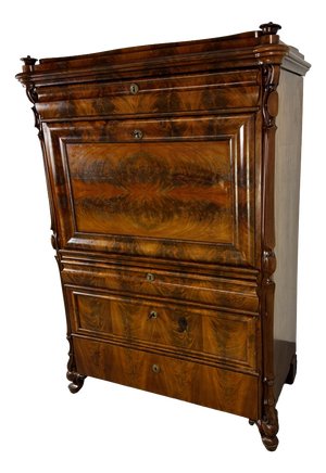 Biedermeier Oak and Mahogany Secretaire, 1860s