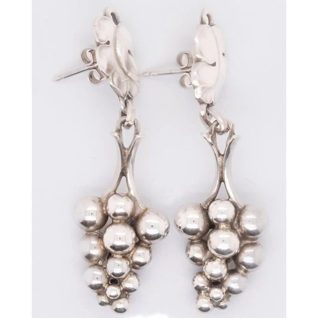 Silver Vintage Georg Jensen Sterling Silver "Grapes" Screwback Earrings No. 40 - 2 Pieces For Sale - Image 8 of 12