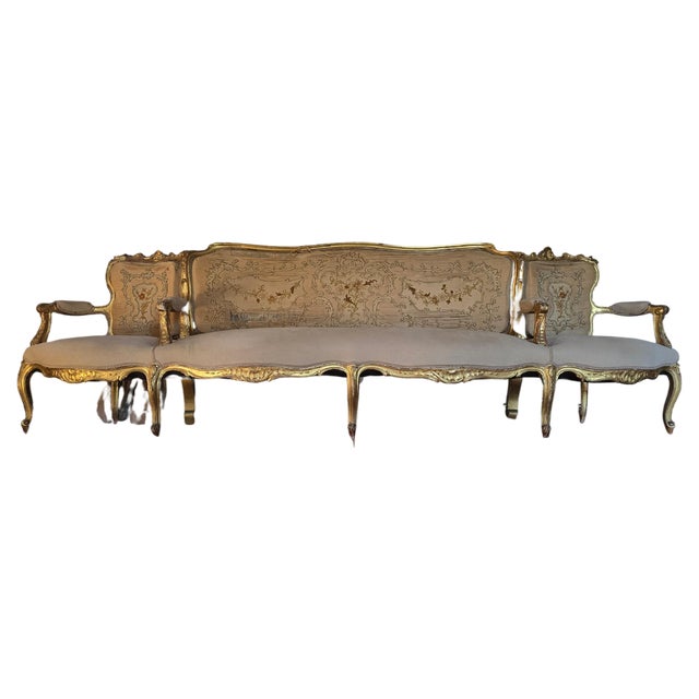 19th Century Sofa with Gilded Wood Frame, 1890s For Sale