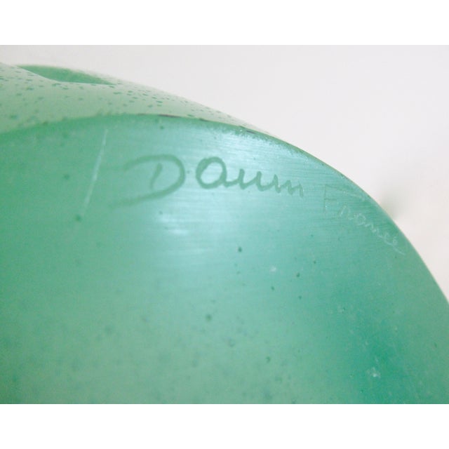 Daum France Crystal "Pate De Crystal," Celadon Green Geometric Raised Relief "Rhythmns," Vase/Vessel For Sale - Image 17 of 18