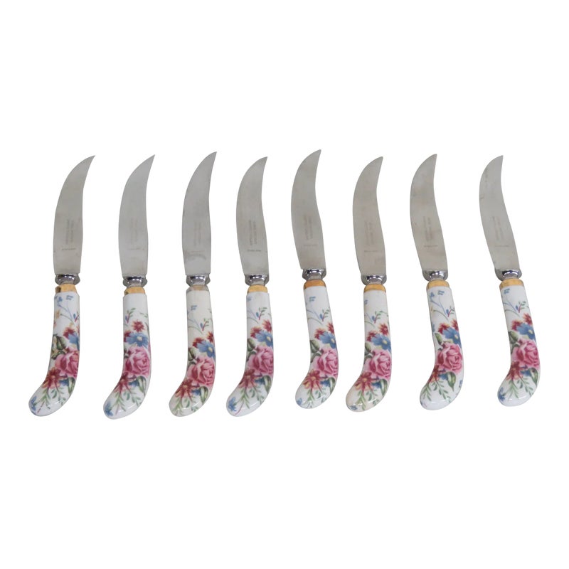 Sheffield England Gimbel Bros Bone China Knives Set Of Eight 4221b
