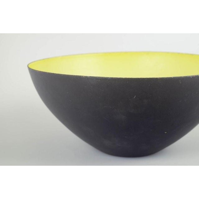 Metal Krenit Bowl with Black and Yellow Enamel from Hermann Krenchel, Denmark, 1960s For Sale - Image 3 of 6