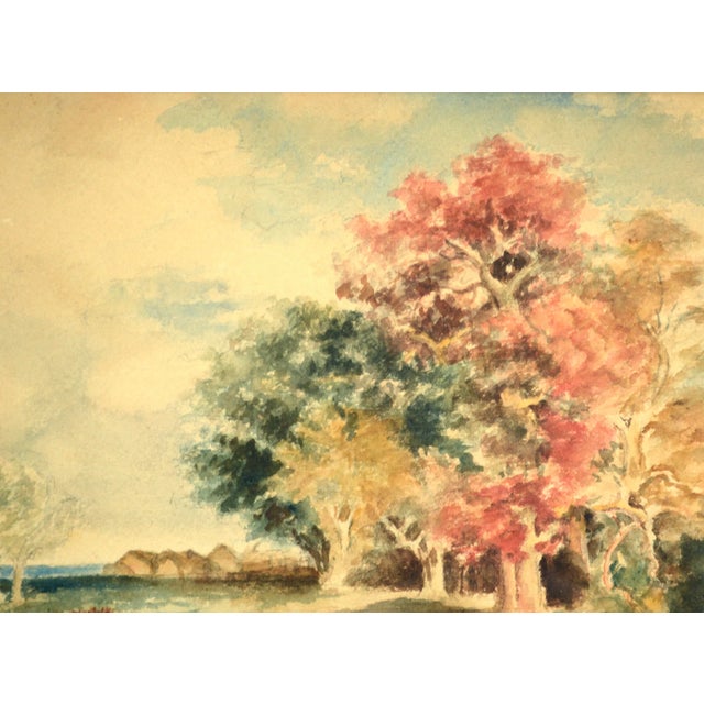 Early 20th Century Autumn Landscape Watercolor Painting by E. Camren, Framed For Sale - Image 4 of 8