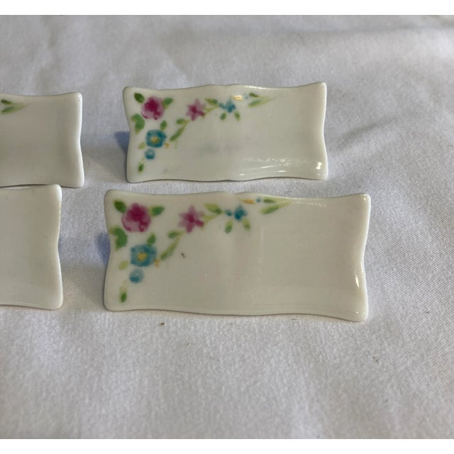 Mid 20th Century Set of 6 Vintage Floral Porcelain Name Placards For Sale - Image 5 of 9