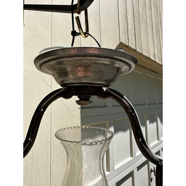 Vintage 1920s Semi-Flush Ceiling Fixture With Vintage Shade For Sale - Image 4 of 7