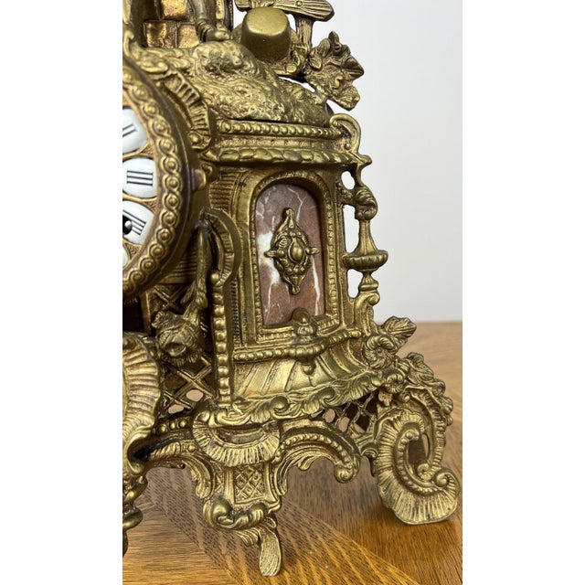 Vintage Brass Figurine Mantel Clock For Sale - Image 4 of 18
