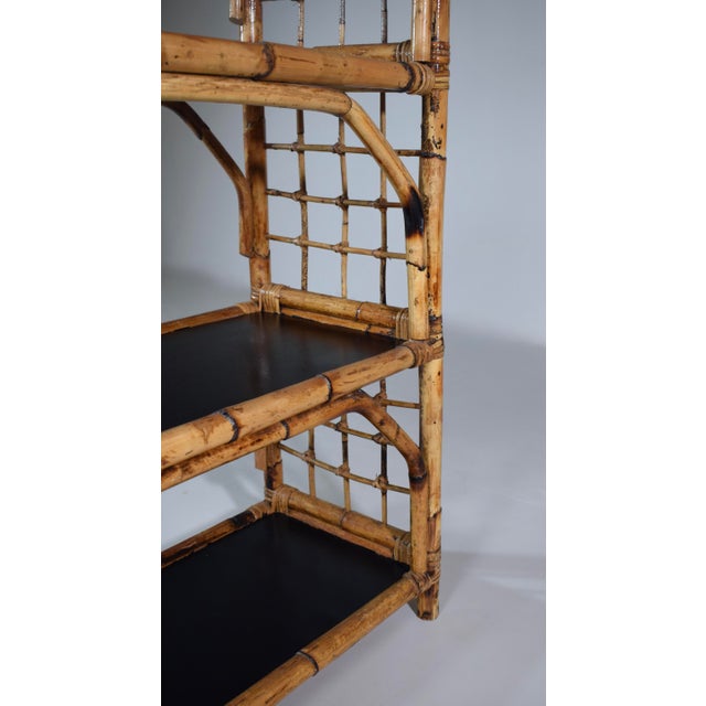 Chestnut Coastal British Colonial Style Tortoise Bamboo Etagere Bookcase Shelf Arched For Sale - Image 8 of 8