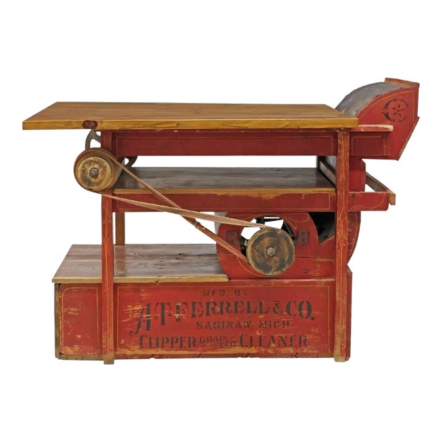 Antique American Industrial Farm Clipper Grain Cleaner Work Table Kitchen Island For Sale