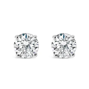 .925 Sterling Silver 1.0 Cttw Round Brilliant Cut Lab Grown Diamond 4-Prong Classic Solitaire Stud Earrings (F-G Color, VS2-SI1 Clarity)