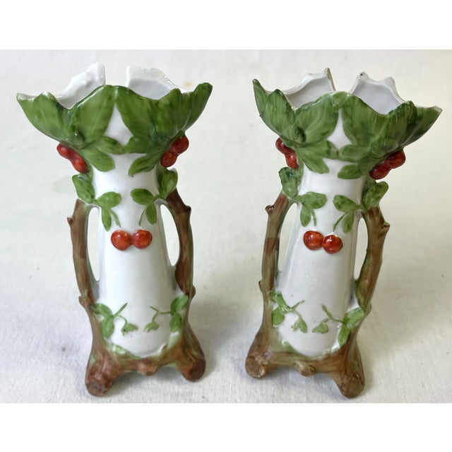 Early 1900's Roycroft Porcelain Style Arts and Crafts Briar Patch Miniature Vases- a Pair For Sale In West Palm - Image 6 of 12