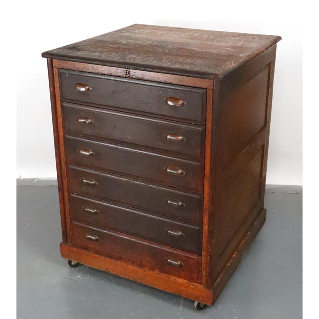 Early 20th Century Antique Industrial Quarter Sawn Storage Oak Cabinet For Sale - Image 5 of 16