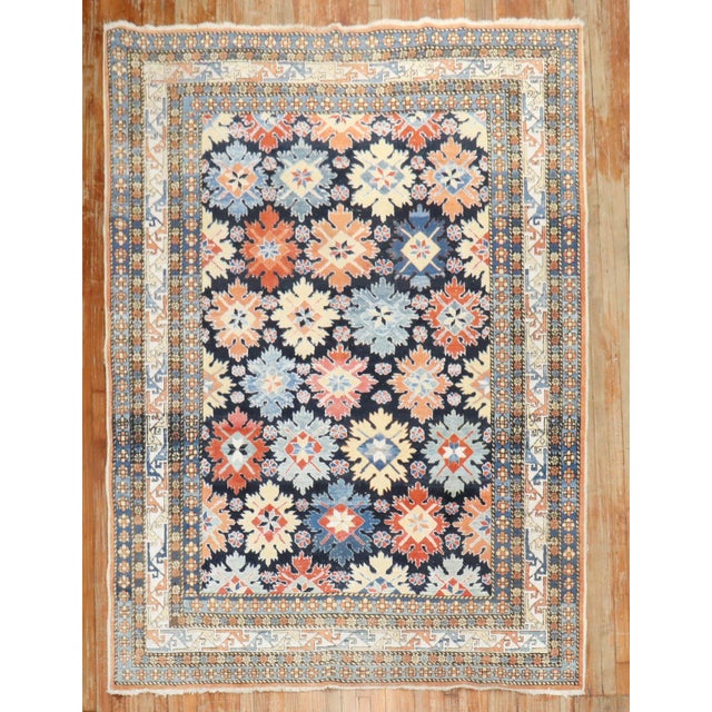 Vintage Zabihi Collection Inspired Turkish Azari Caucasian Snowflake Rug For Sale - Image 10 of 12
