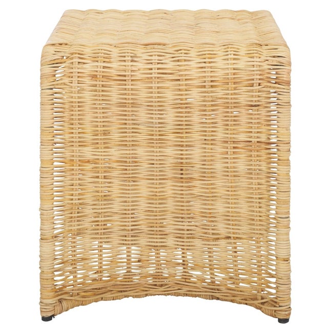 Wood Zendy Wicker Rattan Waterfall Accent Table in Light Natural For Sale - Image 7 of 8